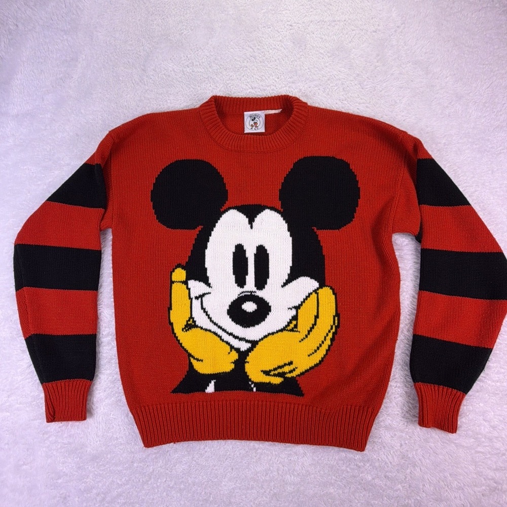 VTG Mickey Mouse Knit Sweater Women's L/XL Pullover Walt Disney Mickey &‎ Co 90s